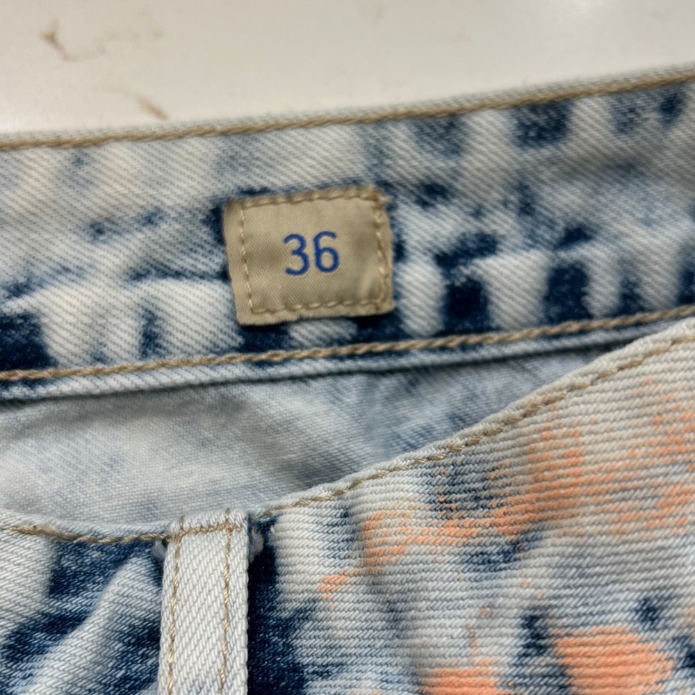 Smoke Rise DNM Co Acid Wash Paint Splatter Denim Cutoff Shorts Size 36 - Picture 10 of 14